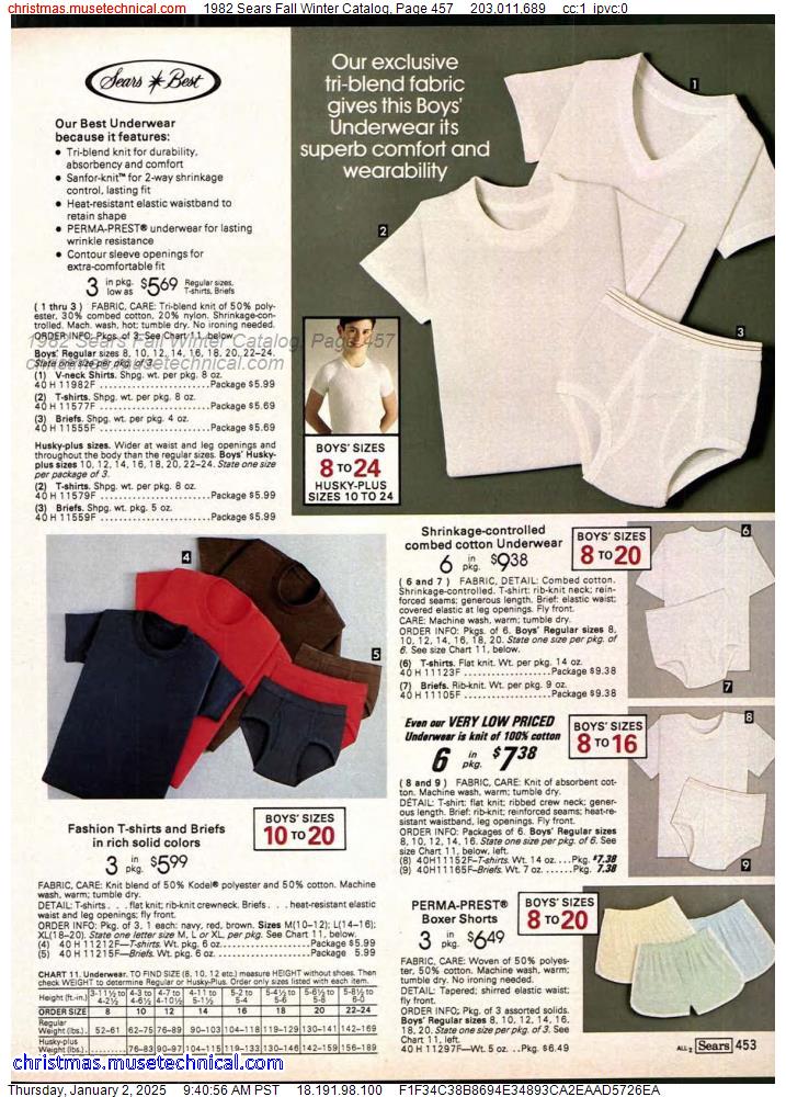 1982 Sears Fall Winter Catalog, Page 457