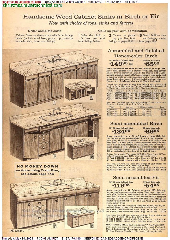 1963 Sears Fall Winter Catalog, Page 1249