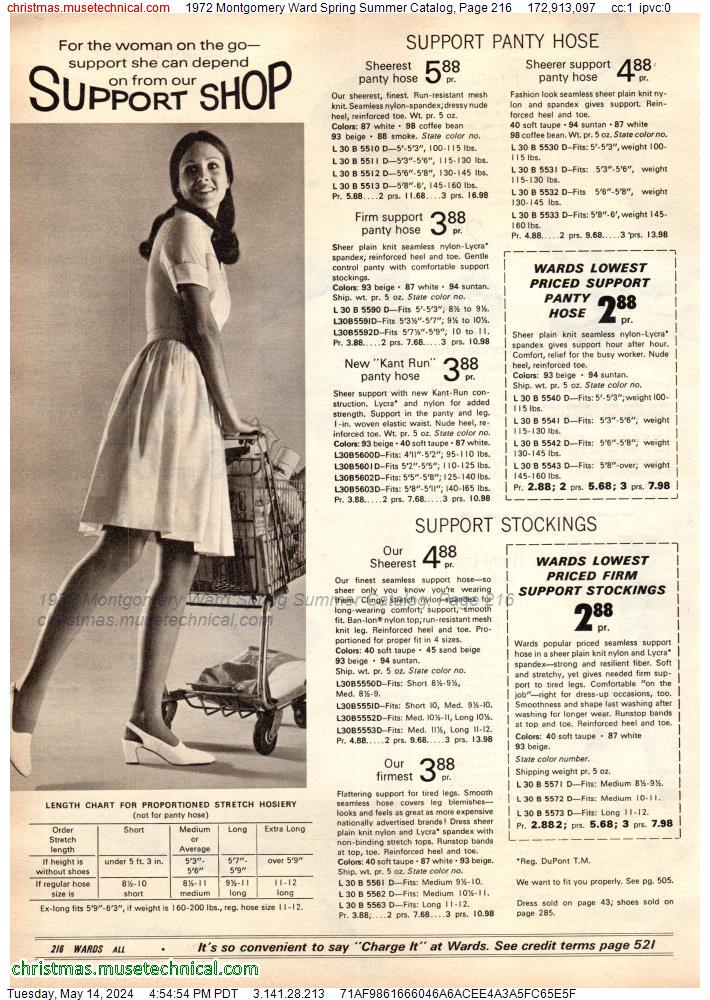 1972 Montgomery Ward Spring Summer Catalog, Page 216