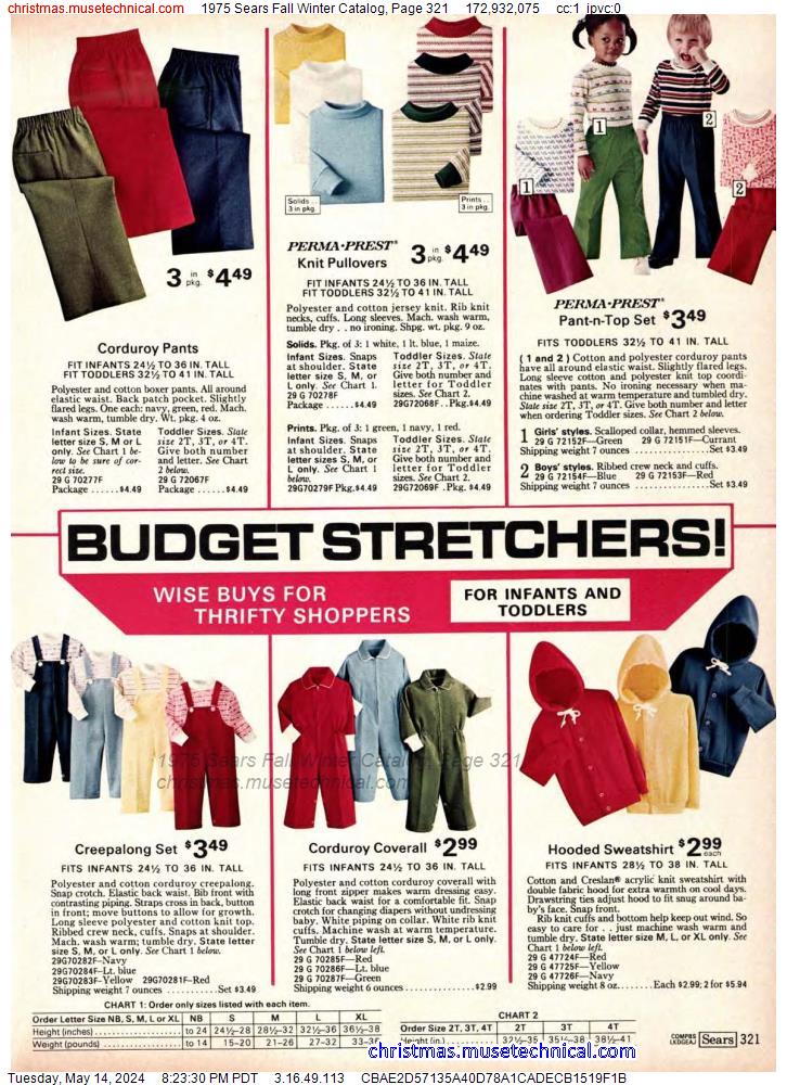 1975 Sears Fall Winter Catalog, Page 321
