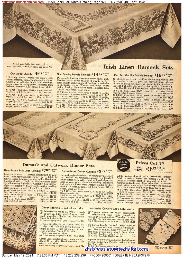 1958 Sears Fall Winter Catalog, Page 927