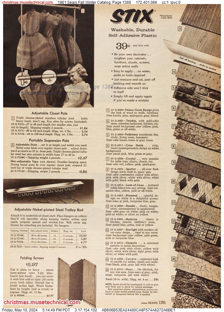 1961 Sears Fall Winter Catalog, Page 1388