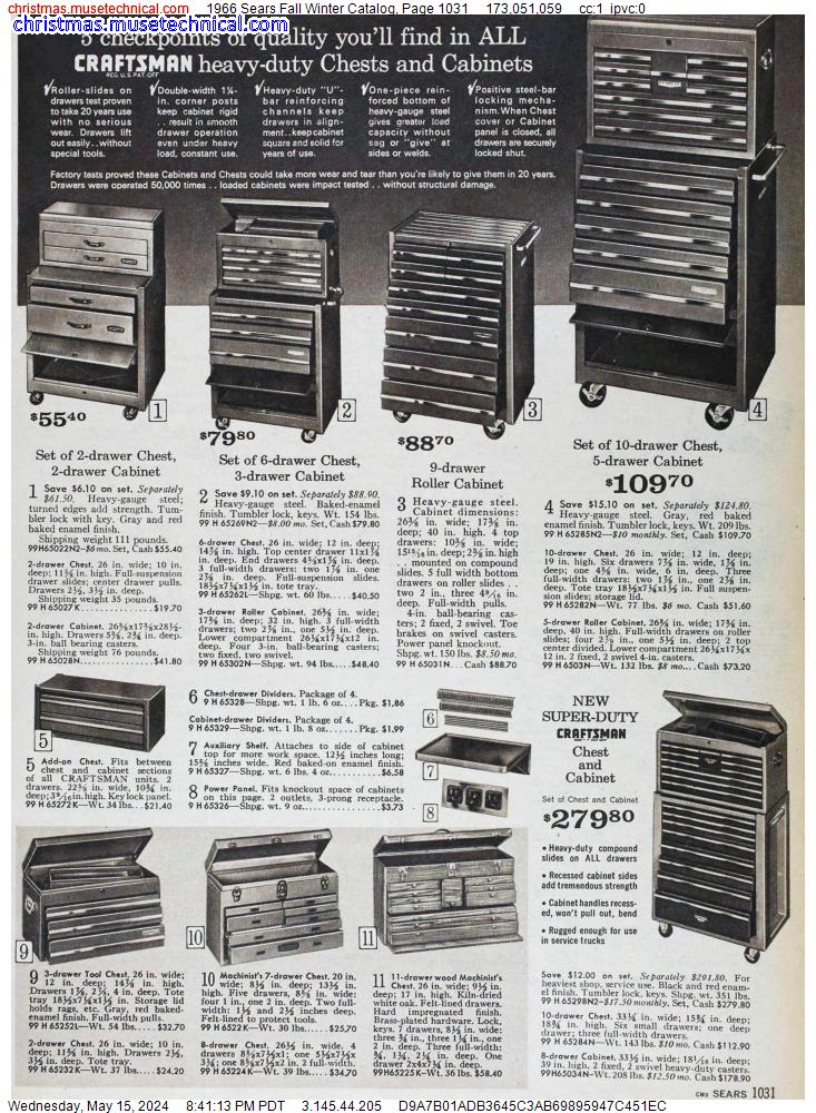 1966 Sears Fall Winter Catalog, Page 1031