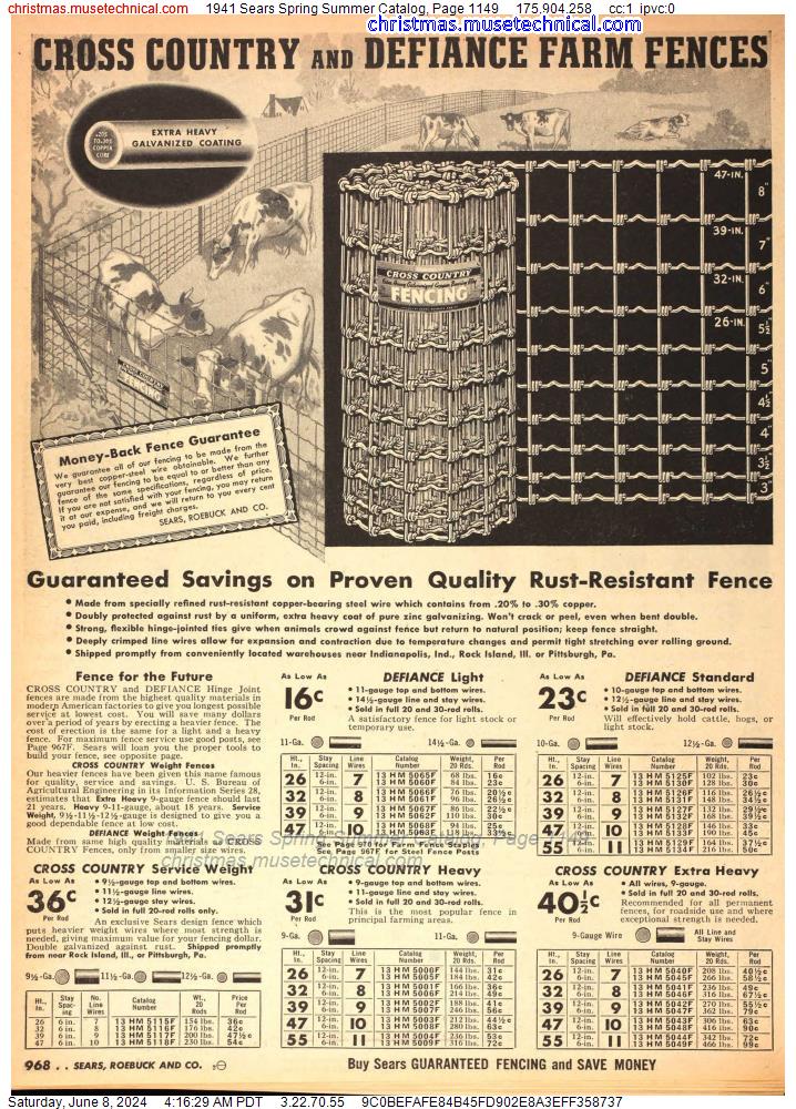 1941 Sears Spring Summer Catalog, Page 1149