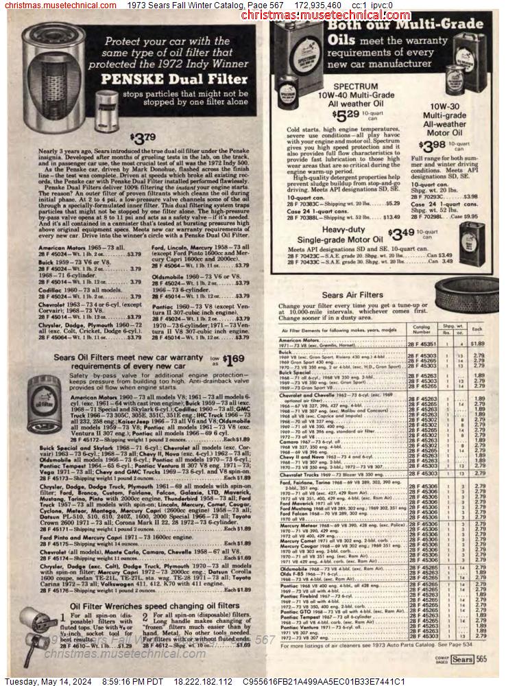 1973 Sears Fall Winter Catalog, Page 567