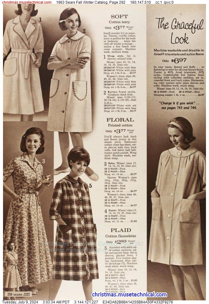 1963 Sears Fall Winter Catalog, Page 292