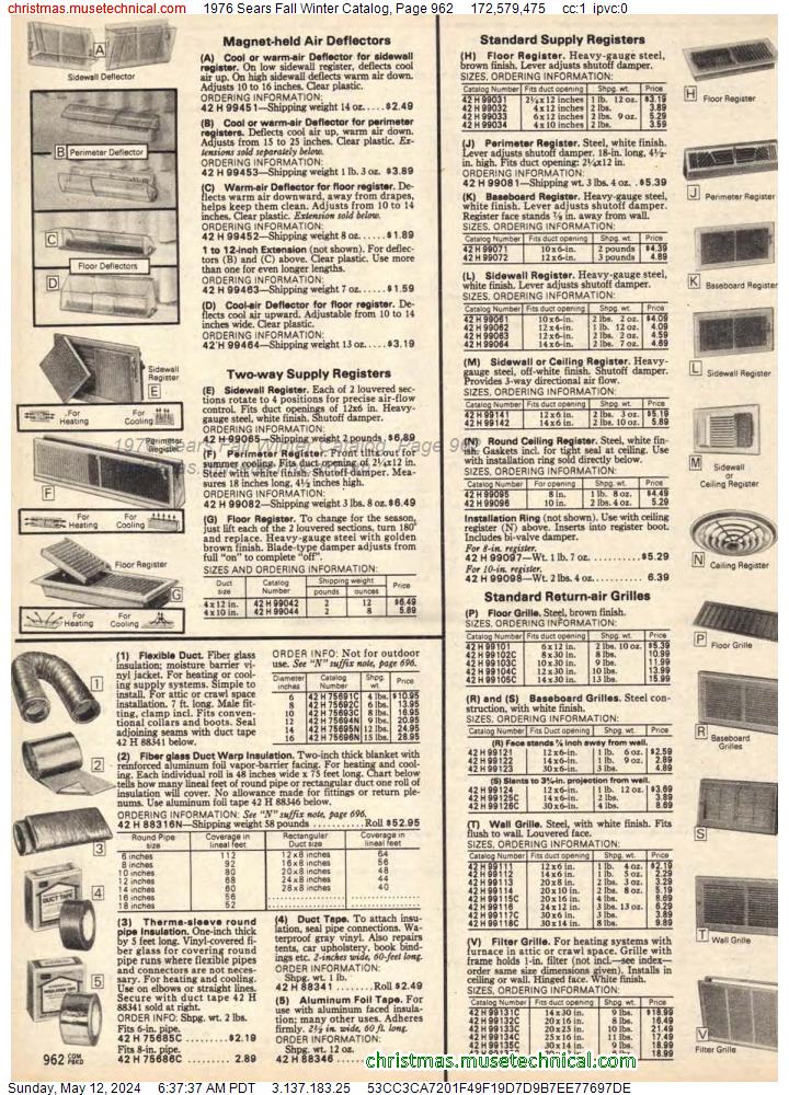 1976 Sears Fall Winter Catalog, Page 962