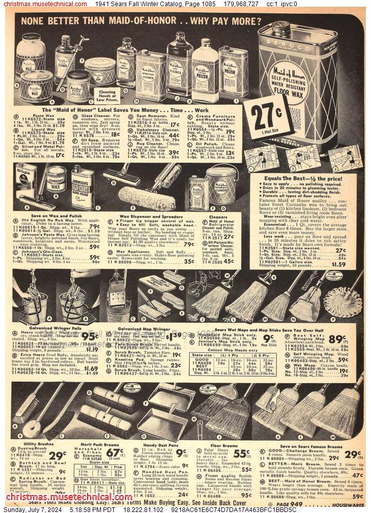 1941 Sears Fall Winter Catalog, Page 1085