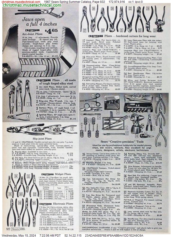 1967 Sears Spring Summer Catalog, Page 932