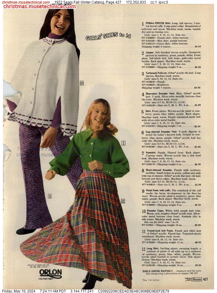1972 Sears Fall Winter Catalog, Page 427