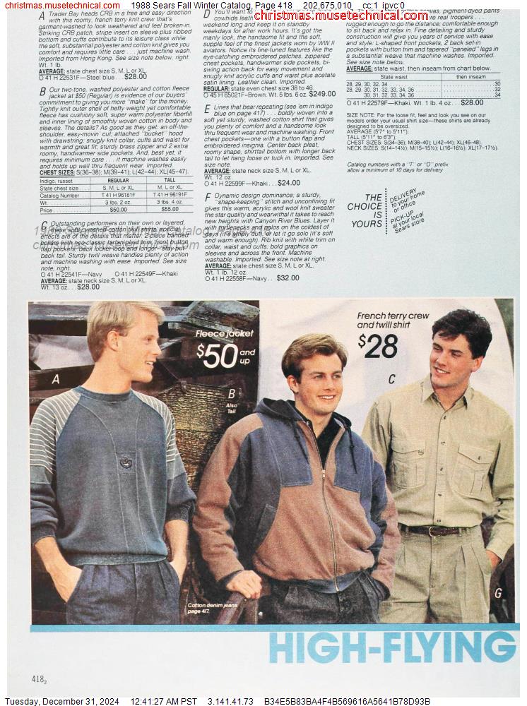 1988 Sears Fall Winter Catalog, Page 418