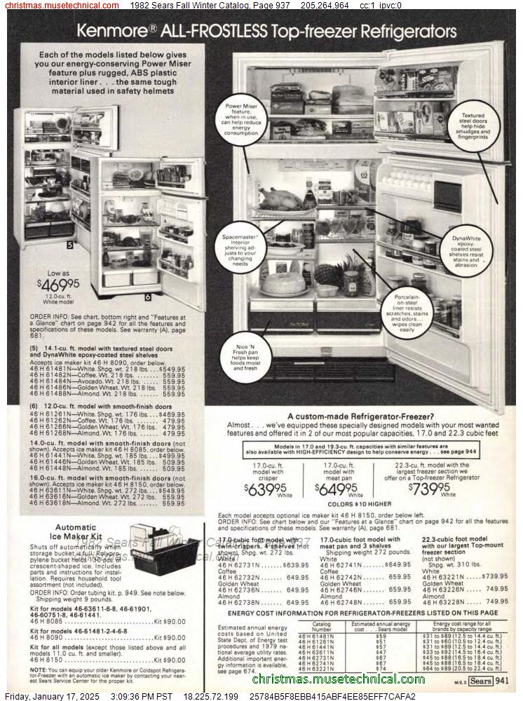 1982 Sears Fall Winter Catalog, Page 937