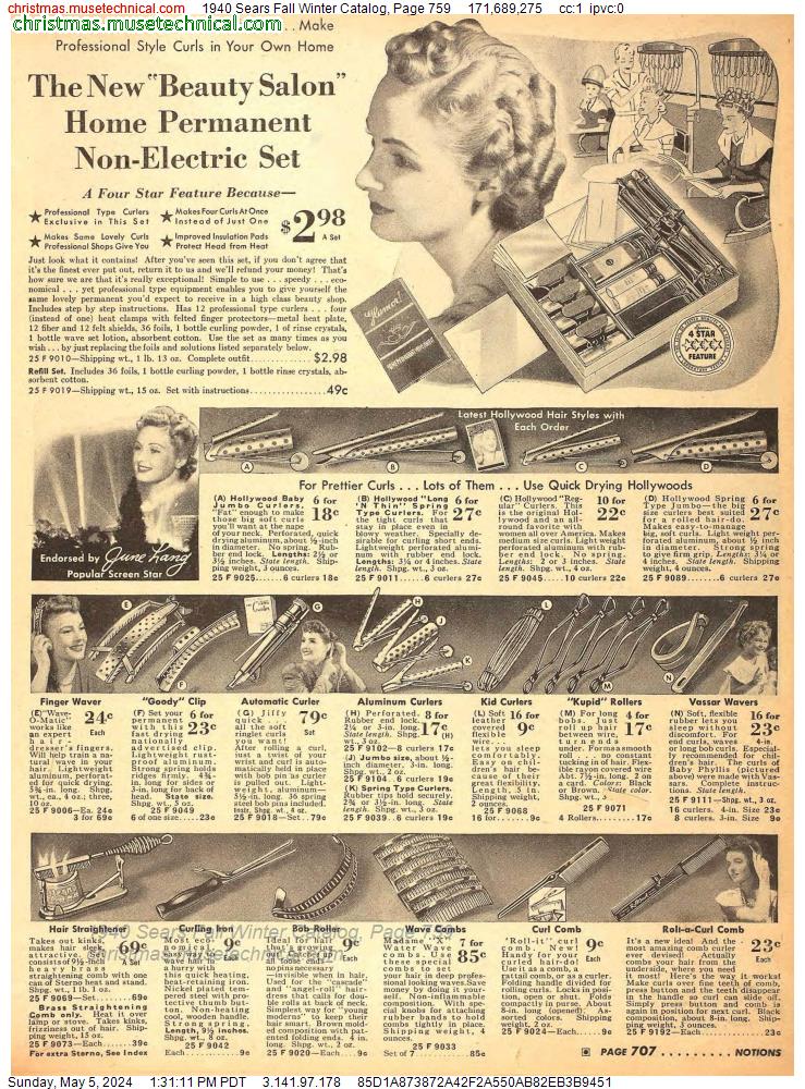 1940 Sears Fall Winter Catalog, Page 759