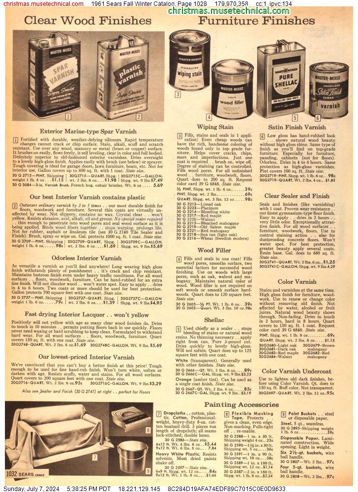 1961 Sears Fall Winter Catalog, Page 1028
