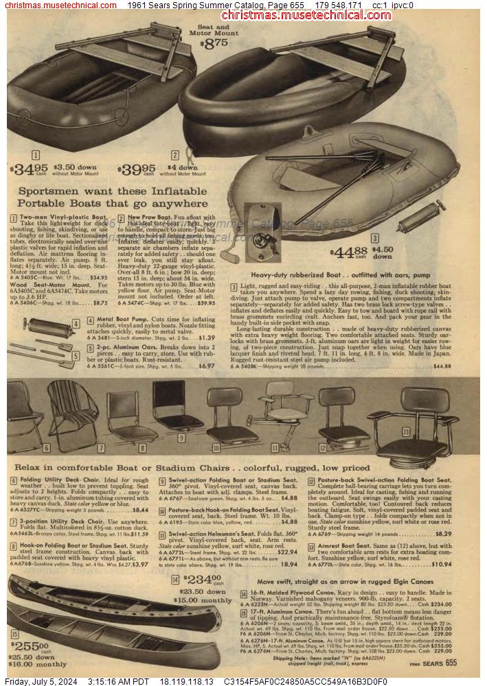 1961 Sears Spring Summer Catalog, Page 655
