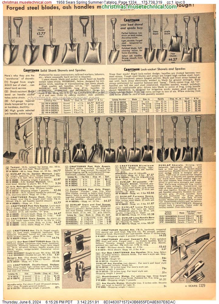 1958 Sears Spring Summer Catalog, Page 1334