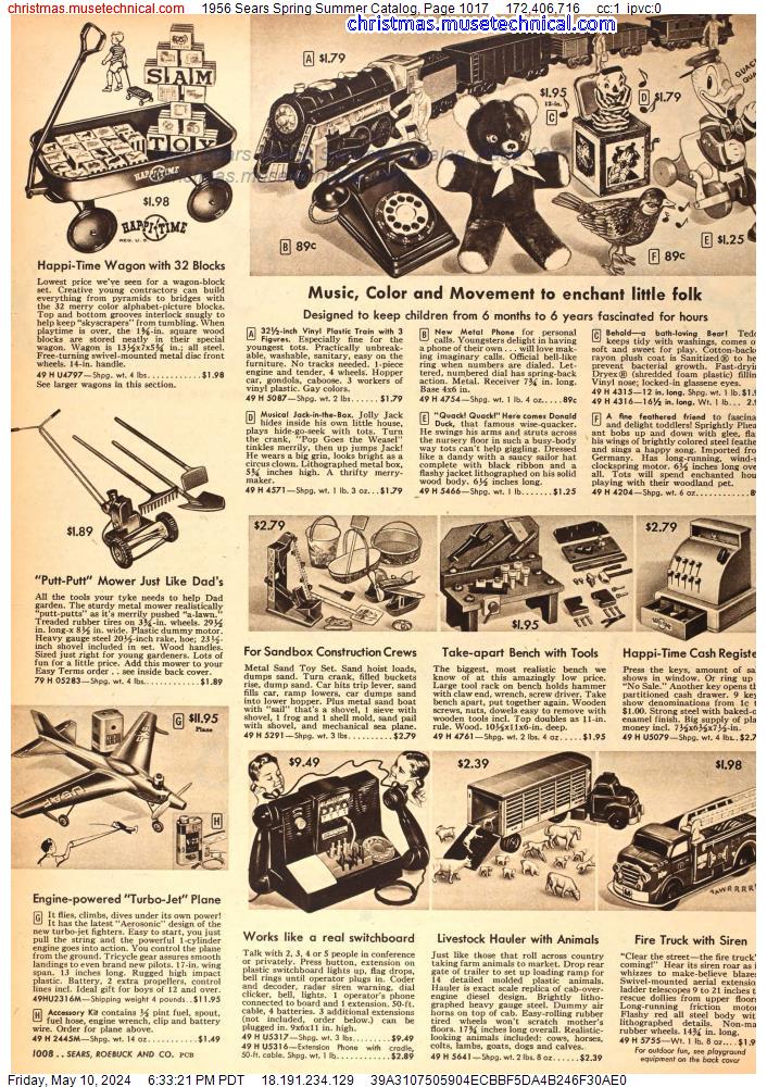 1956 Sears Spring Summer Catalog, Page 1017