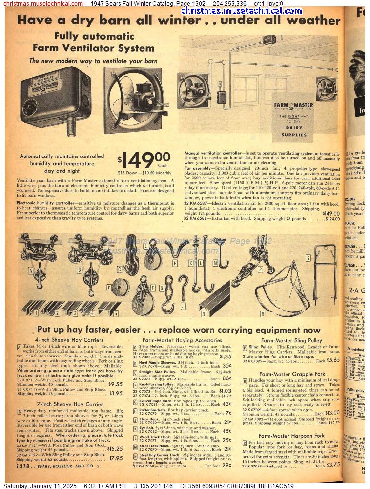 1947 Sears Fall Winter Catalog, Page 1302