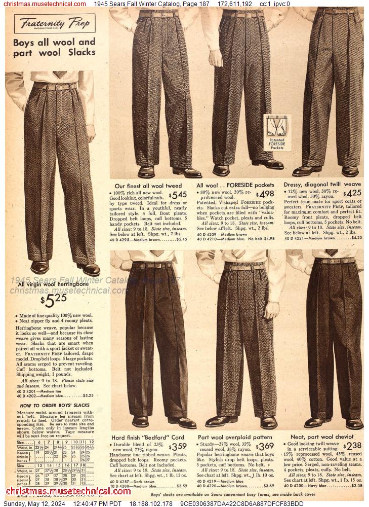 1945 Sears Fall Winter Catalog, Page 187