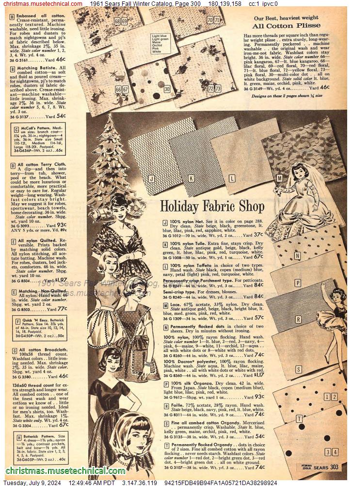 1961 Sears Fall Winter Catalog, Page 300