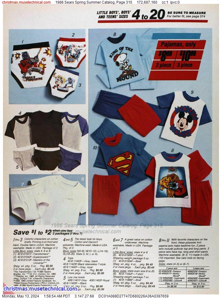 1986 Sears Spring Summer Catalog, Page 315