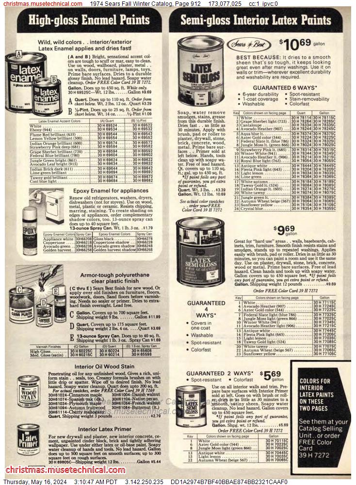 1974 Sears Fall Winter Catalog, Page 912