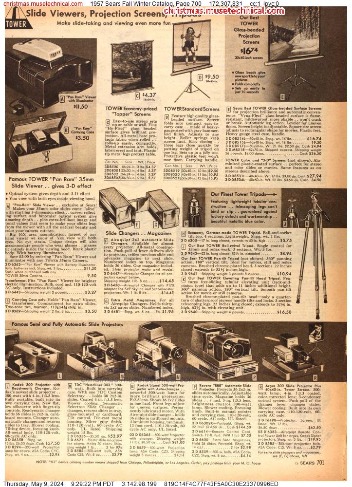 1957 Sears Fall Winter Catalog, Page 700