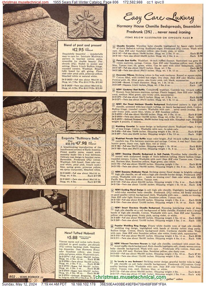 1955 Sears Fall Winter Catalog, Page 806