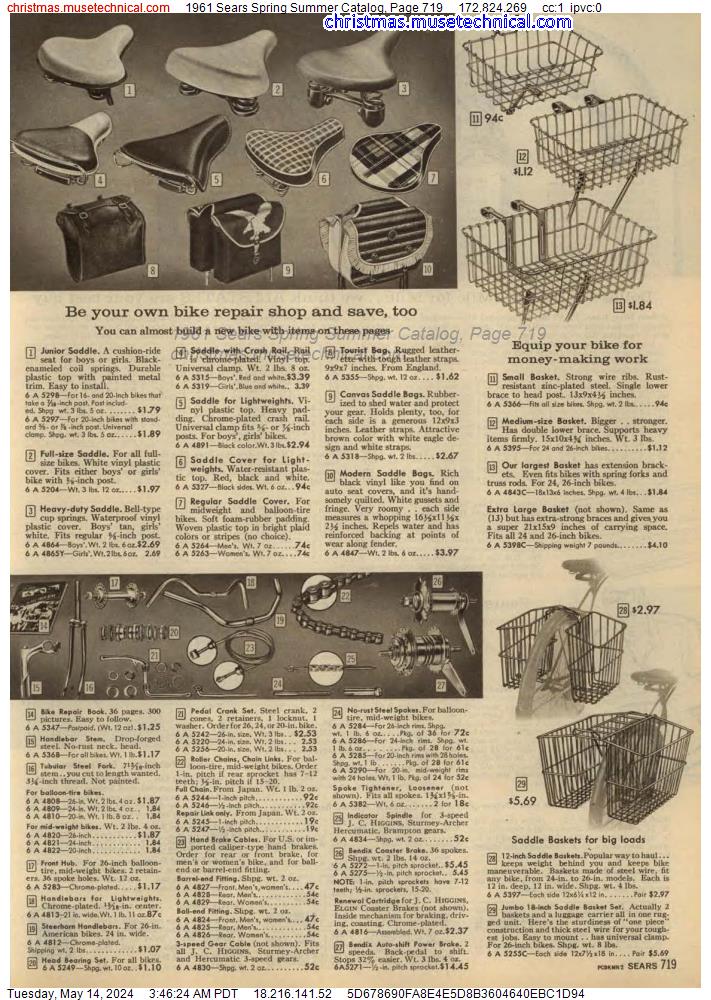 1961 Sears Spring Summer Catalog, Page 719