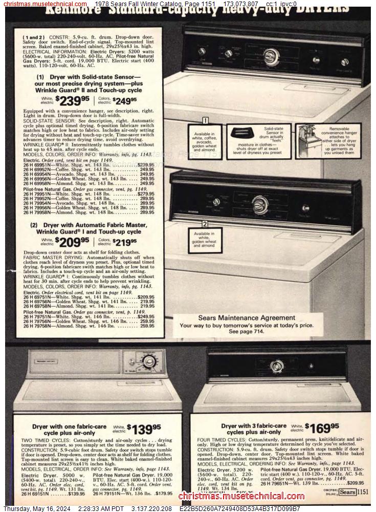 1978 Sears Fall Winter Catalog, Page 1151
