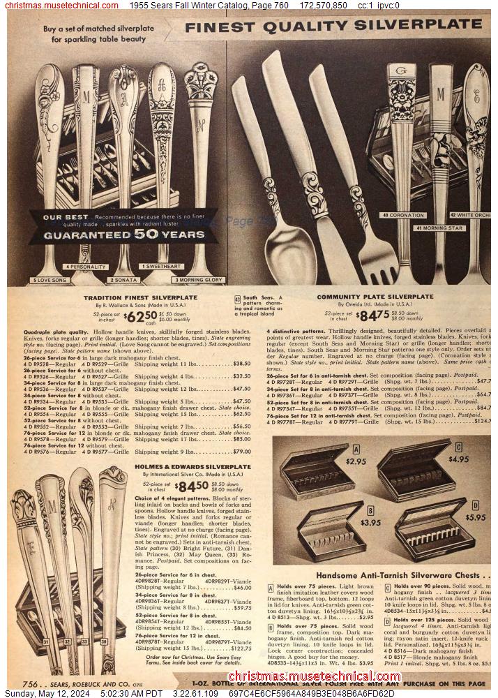 1955 Sears Fall Winter Catalog, Page 760