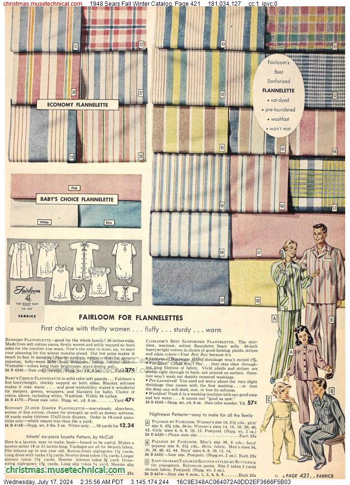 1948 Sears Fall Winter Catalog, Page 421