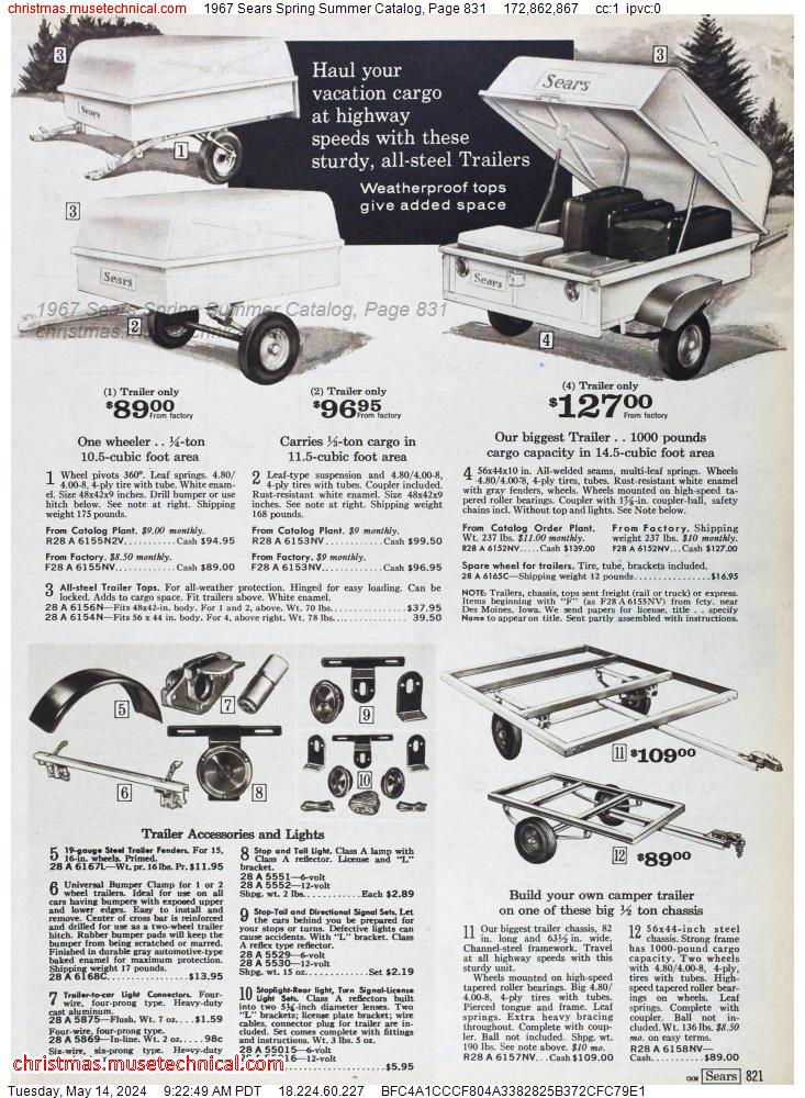 1967 Sears Spring Summer Catalog, Page 831