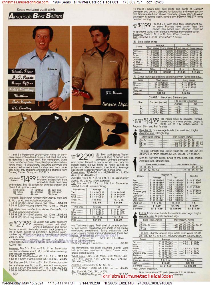 1984 Sears Fall Winter Catalog, Page 601