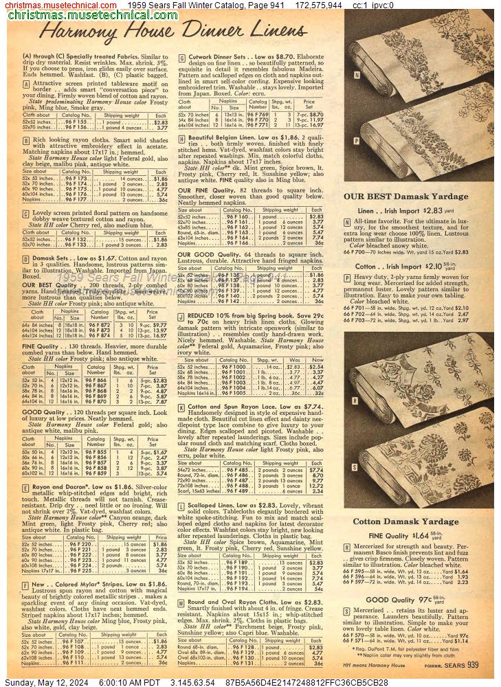 1959 Sears Fall Winter Catalog, Page 941