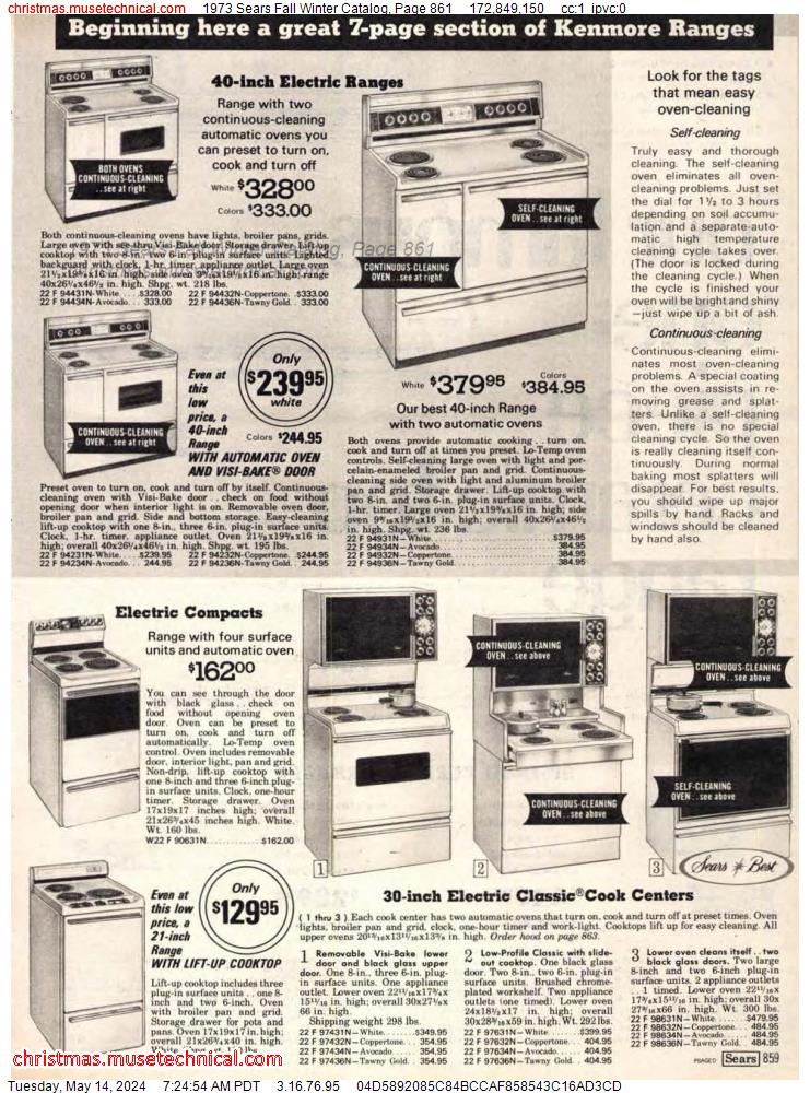 1973 Sears Fall Winter Catalog, Page 861