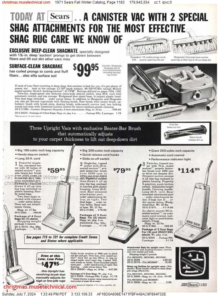 1971 Sears Fall Winter Catalog, Page 1183