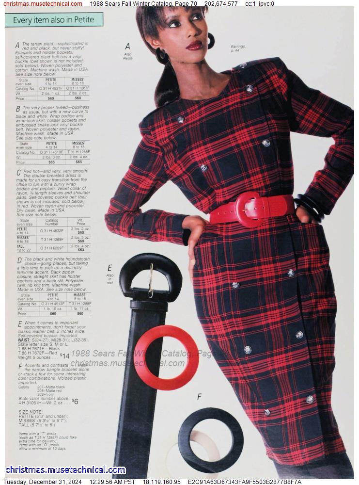 1988 Sears Fall Winter Catalog, Page 70