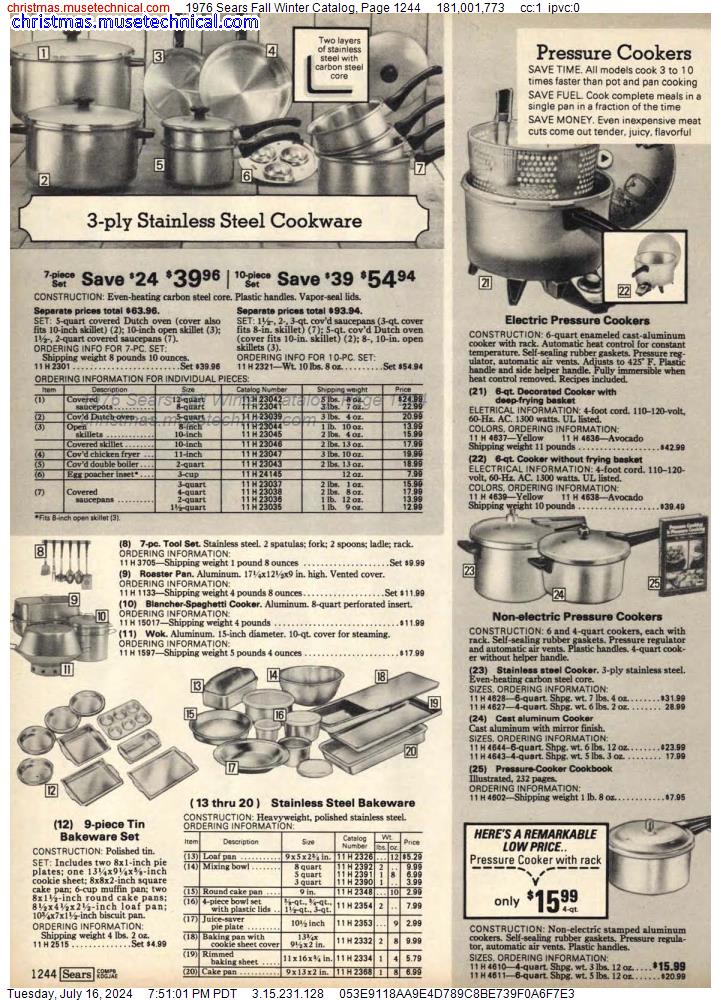 1976 Sears Fall Winter Catalog, Page 1244