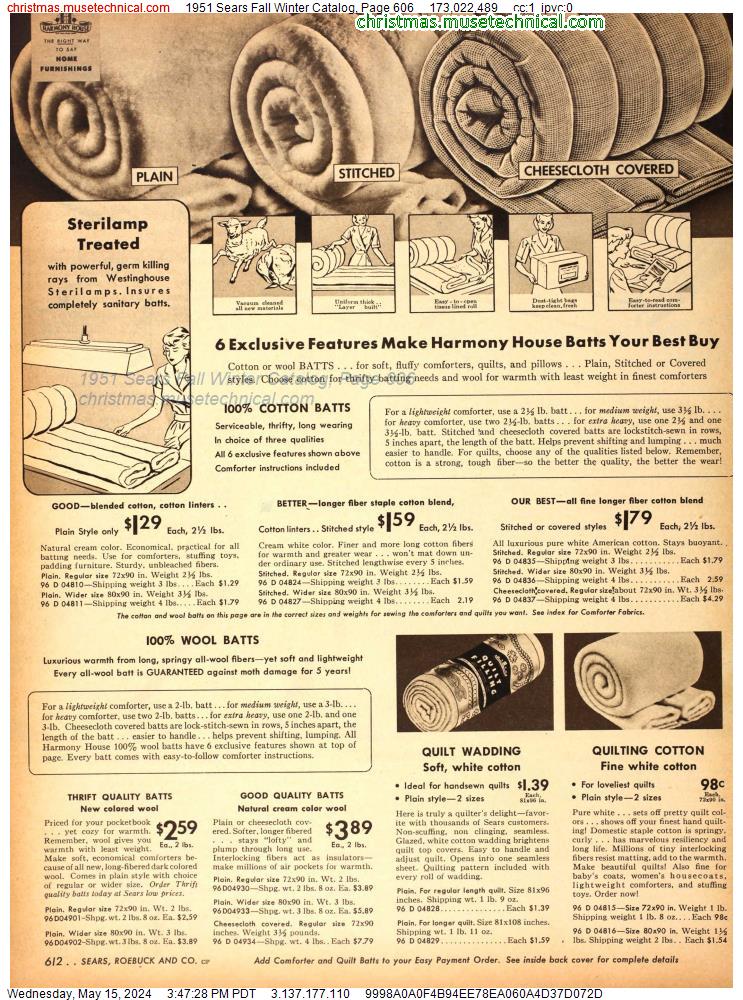 1951 Sears Fall Winter Catalog, Page 606