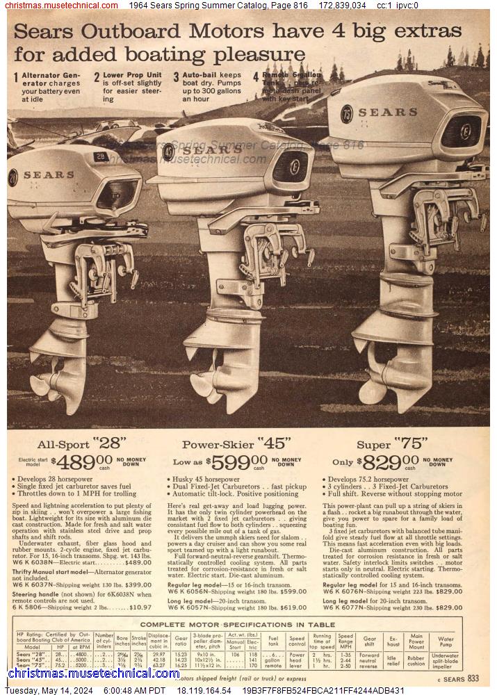 1964 Sears Spring Summer Catalog, Page 816