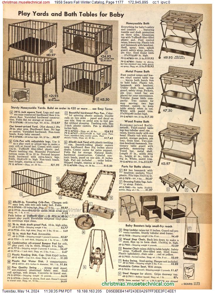 1958 Sears Fall Winter Catalog, Page 1177