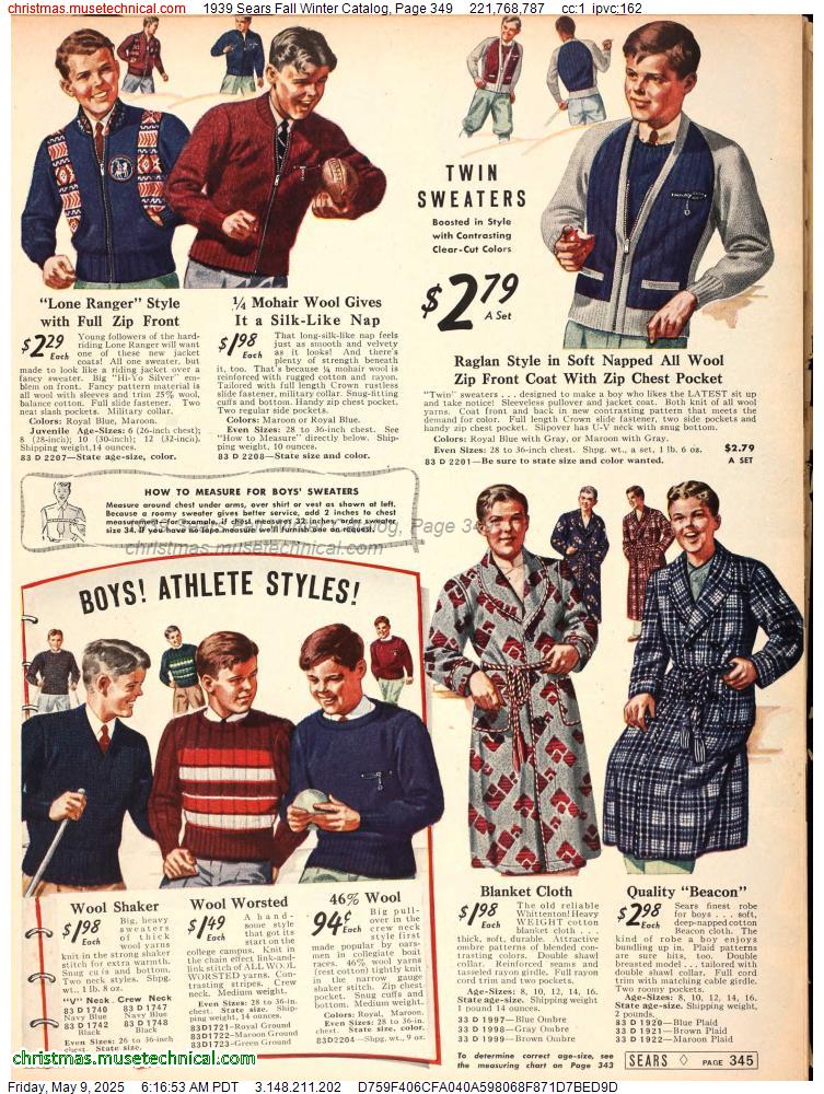 1939 Sears Fall Winter Catalog, Page 349