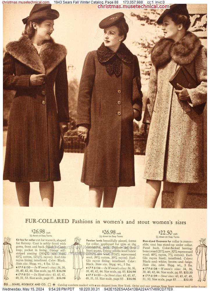 1943 Sears Fall Winter Catalog, Page 88
