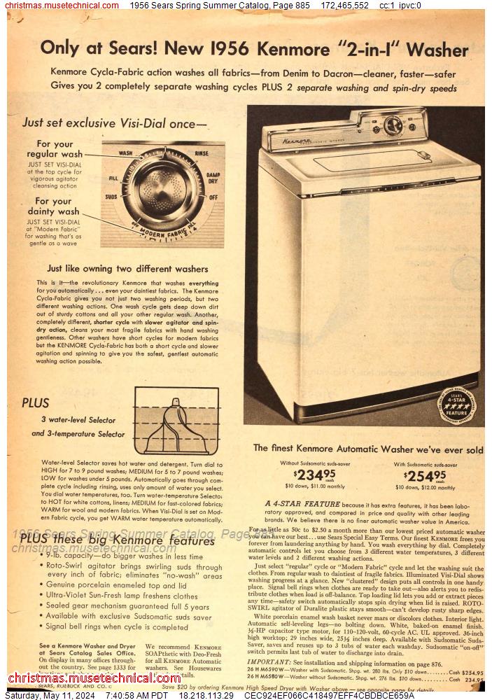 1956 Sears Spring Summer Catalog, Page 885
