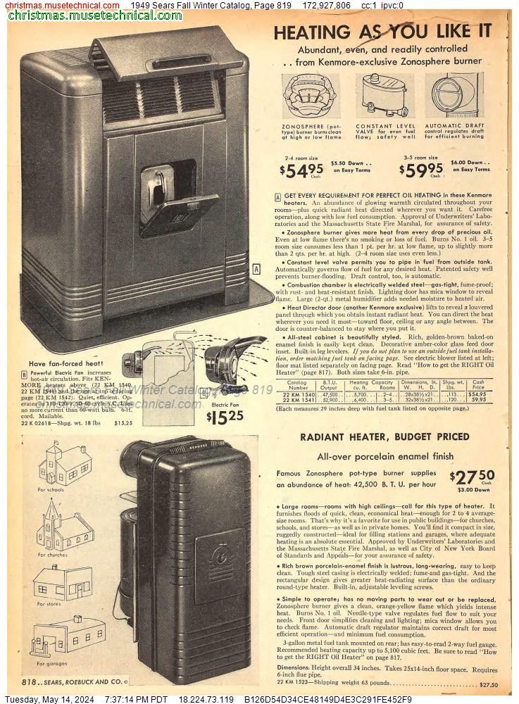 1949 Sears Fall Winter Catalog, Page 819