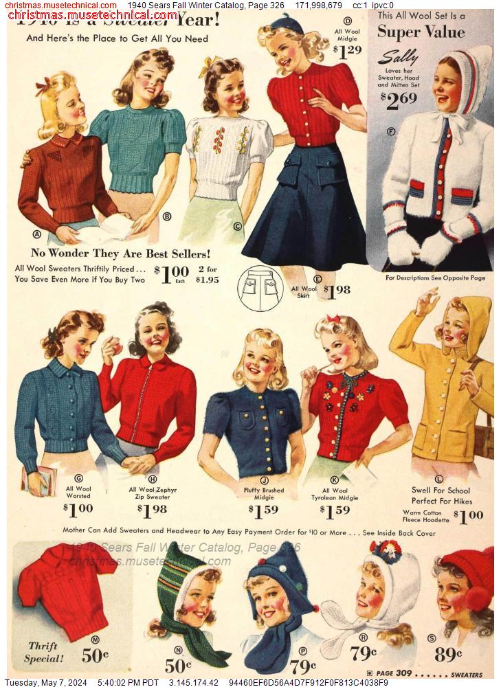 1940 Sears Fall Winter Catalog, Page 326