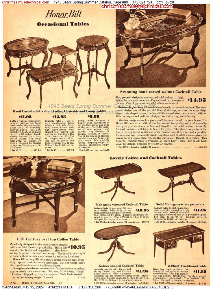 1943 Sears Spring Summer Catalog, Page 889