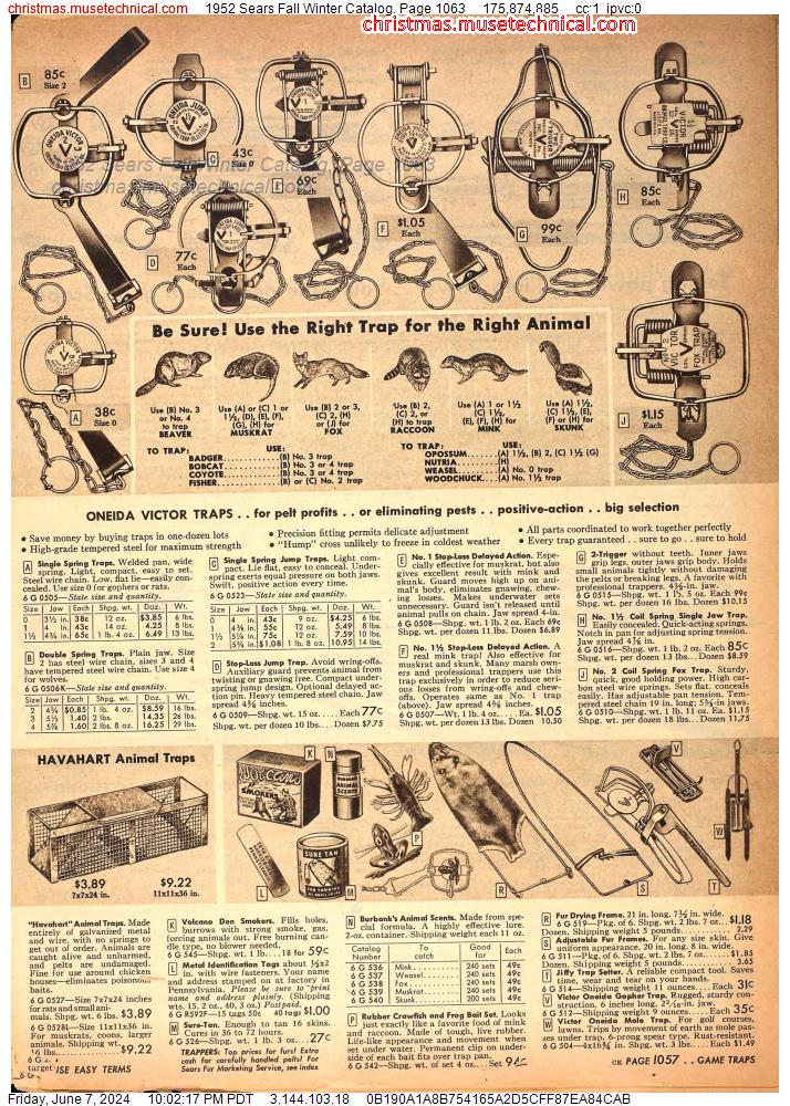 1952 Sears Fall Winter Catalog, Page 1063