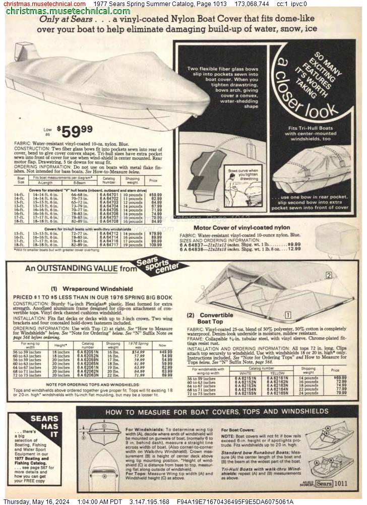 1977 Sears Spring Summer Catalog, Page 1013